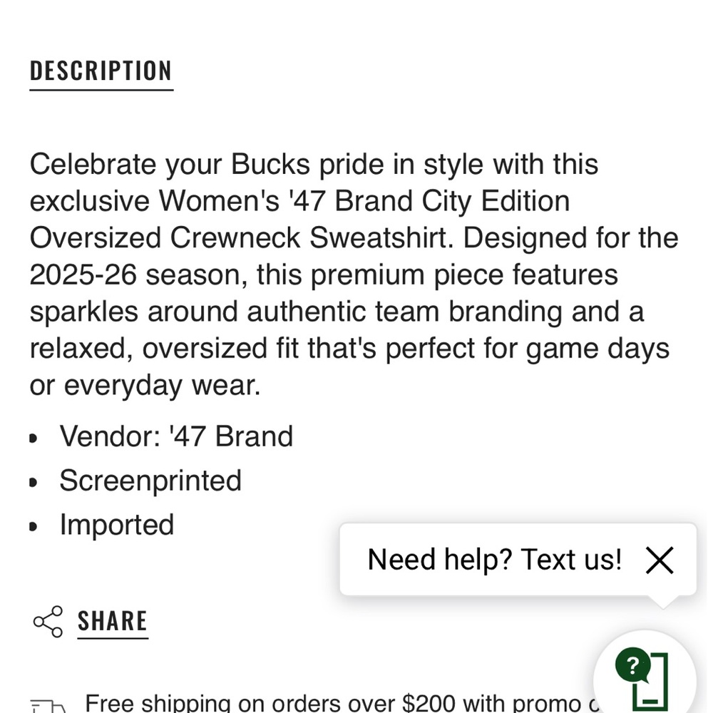milwaukee bucks 47 oversized crew neck sweatshirt - Picture 2 of 4